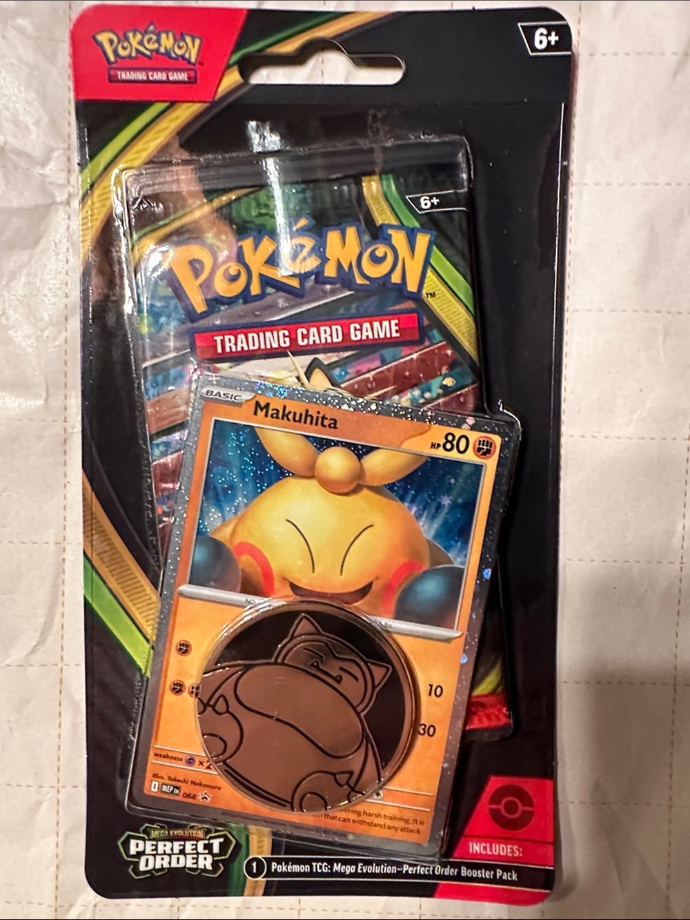 Pokemon Perfect Order Blister Pack, Makuhita Promo Card and Coin